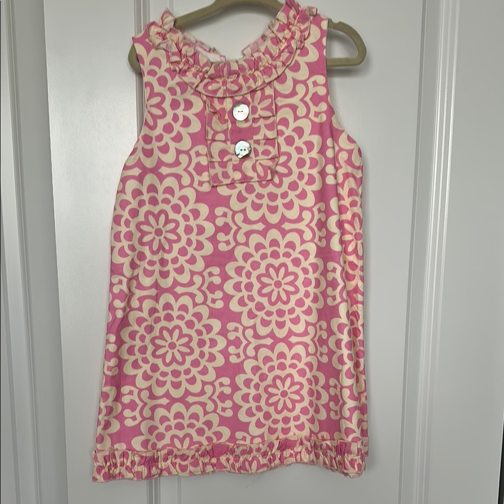 Cream and Pink Floral Blouse with Ruffled Hem